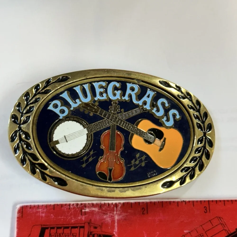 Blue Grass Solid Brass Belt Buckle made by Heritage